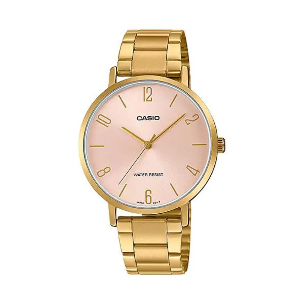 Casio LTP-VT01G-4BUDF Standard Golden Ladies Chain Watch