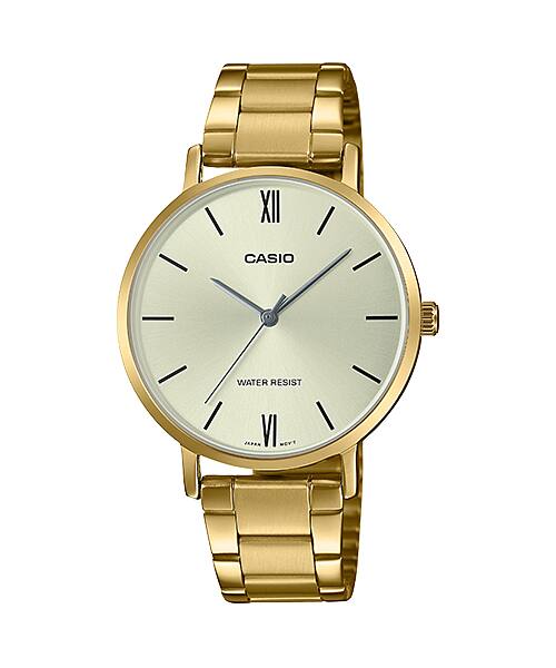 Casio LTP-VT01G-9BUDF Standard Golden Ladies Chain Watch