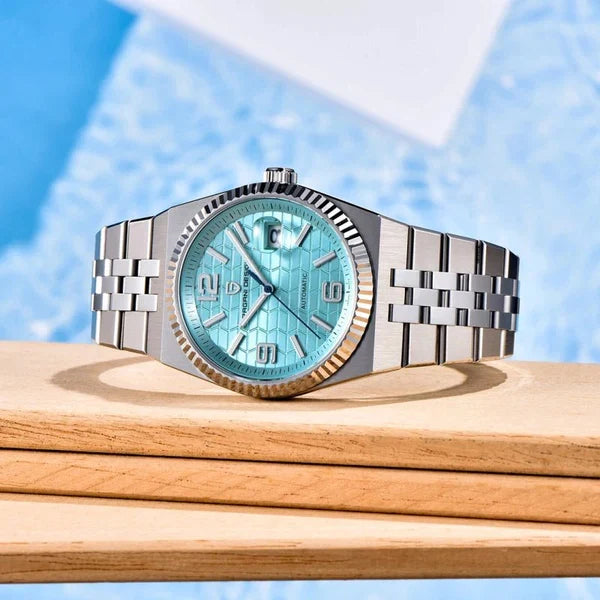 Pagani Design PD-YS027 silver case turquoise dial automatic watch