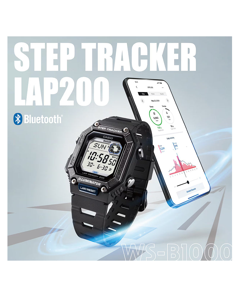 Casio WS-B1000 digital watch with Bluetooth and step tracking