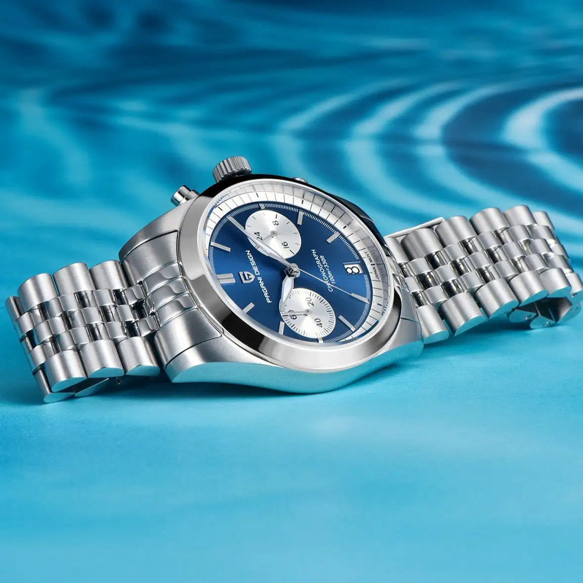 Pagani Design PD-1775 Silver / Blue Dial chronograph watch