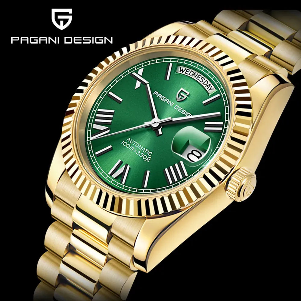 Pagani Design PD-1783 gold case green dial automatic watch