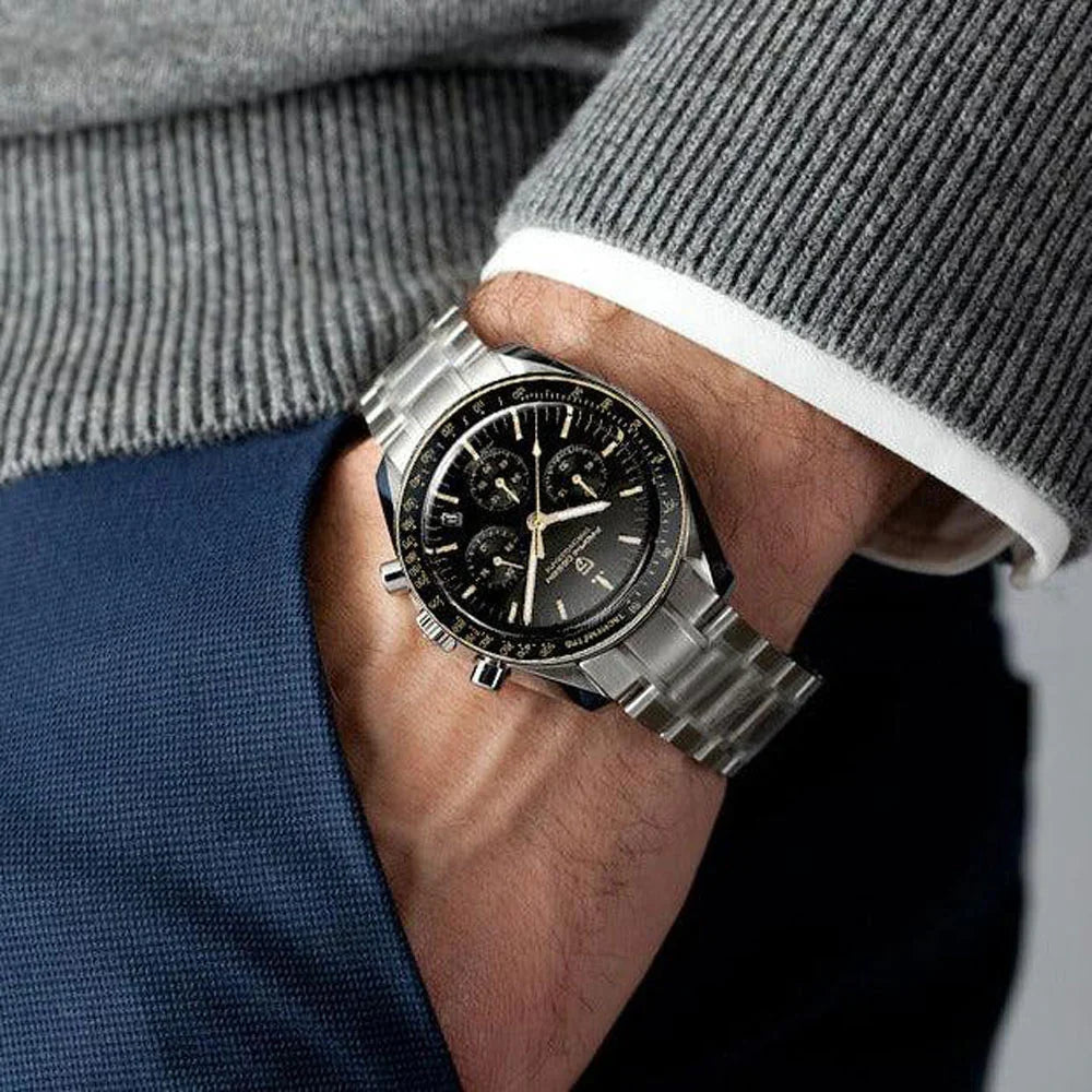 Pagani Design PD-1701 Silver / Black Dial chronograph watch