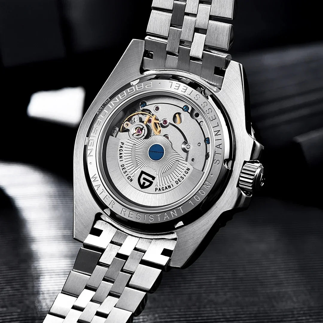 Pagani Design PD-1662 Silver / Ice Blue Bezel GMT automatic watch