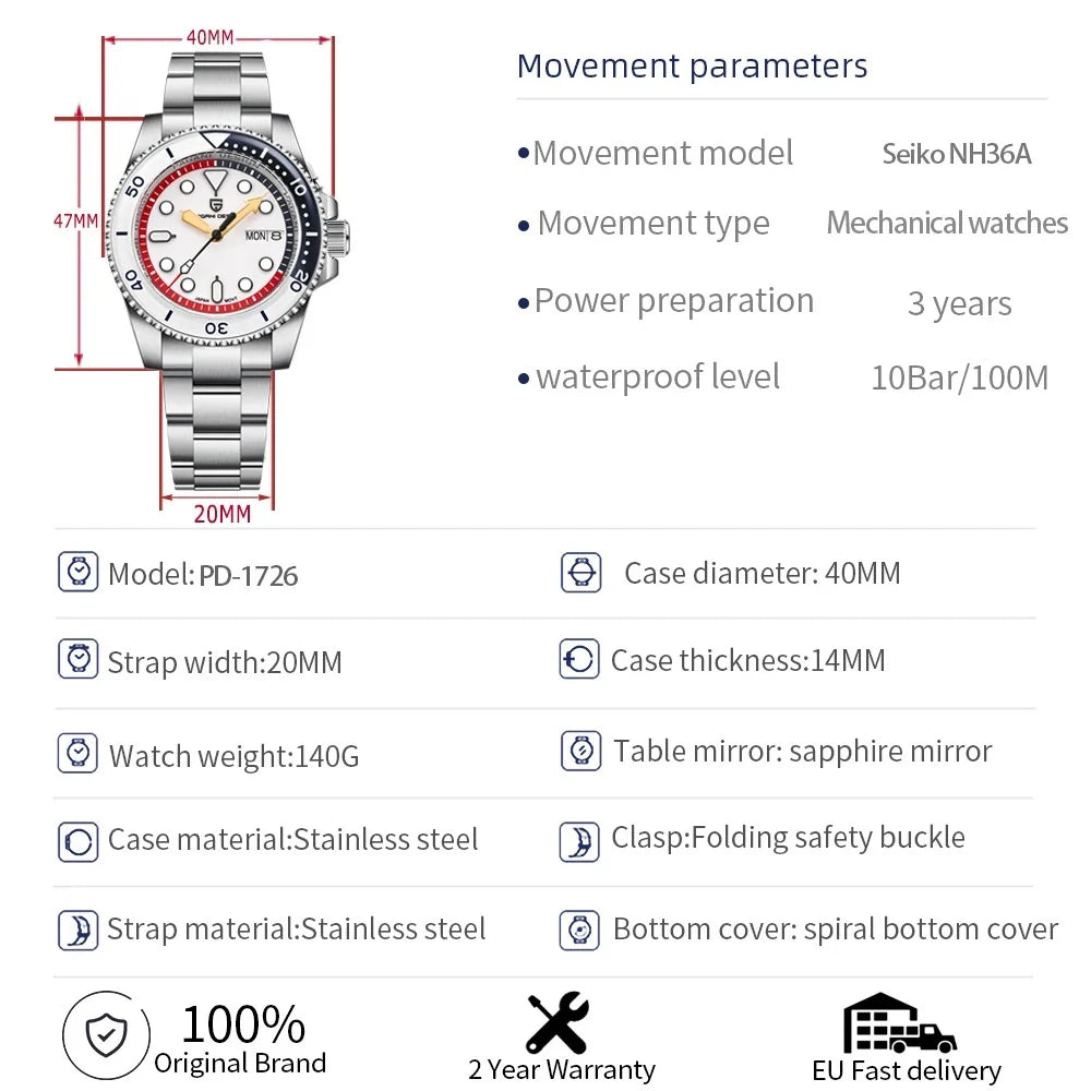 Pagani Design Automatic Mechanical Watch PD-1726 for Men