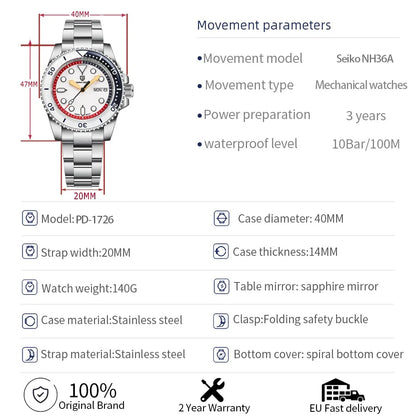 Pagani Design Automatic Mechanical Watch PD-1726 for Men