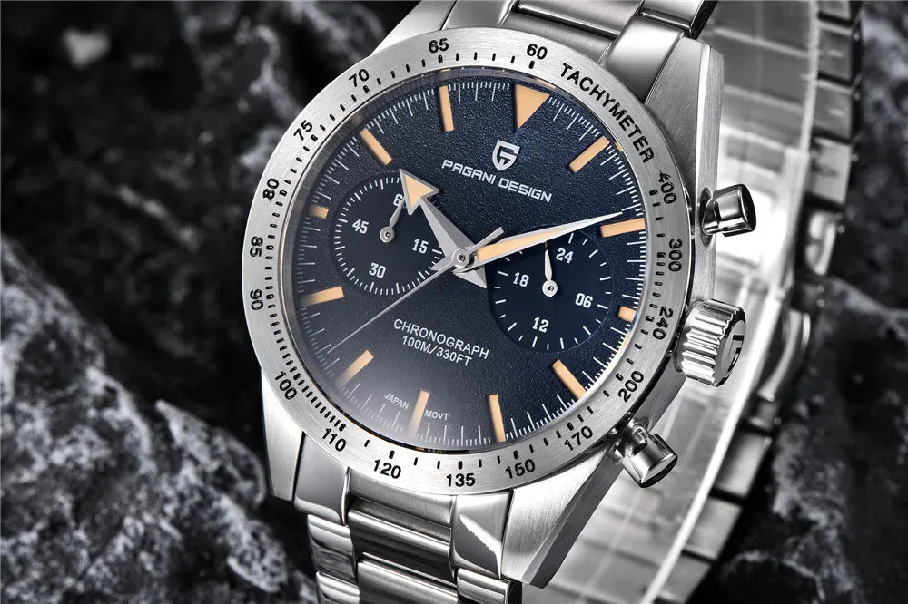Pagani Design PD-1766 Silver / Black Dial chronograph watch