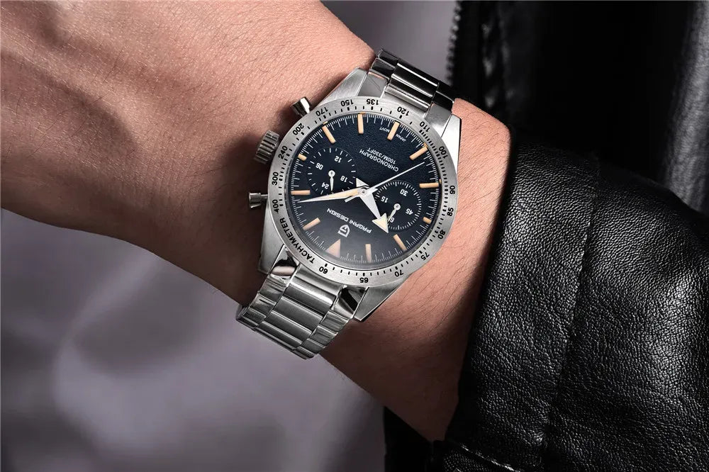Pagani Design PD-1766 Silver / Black Dial chronograph watch