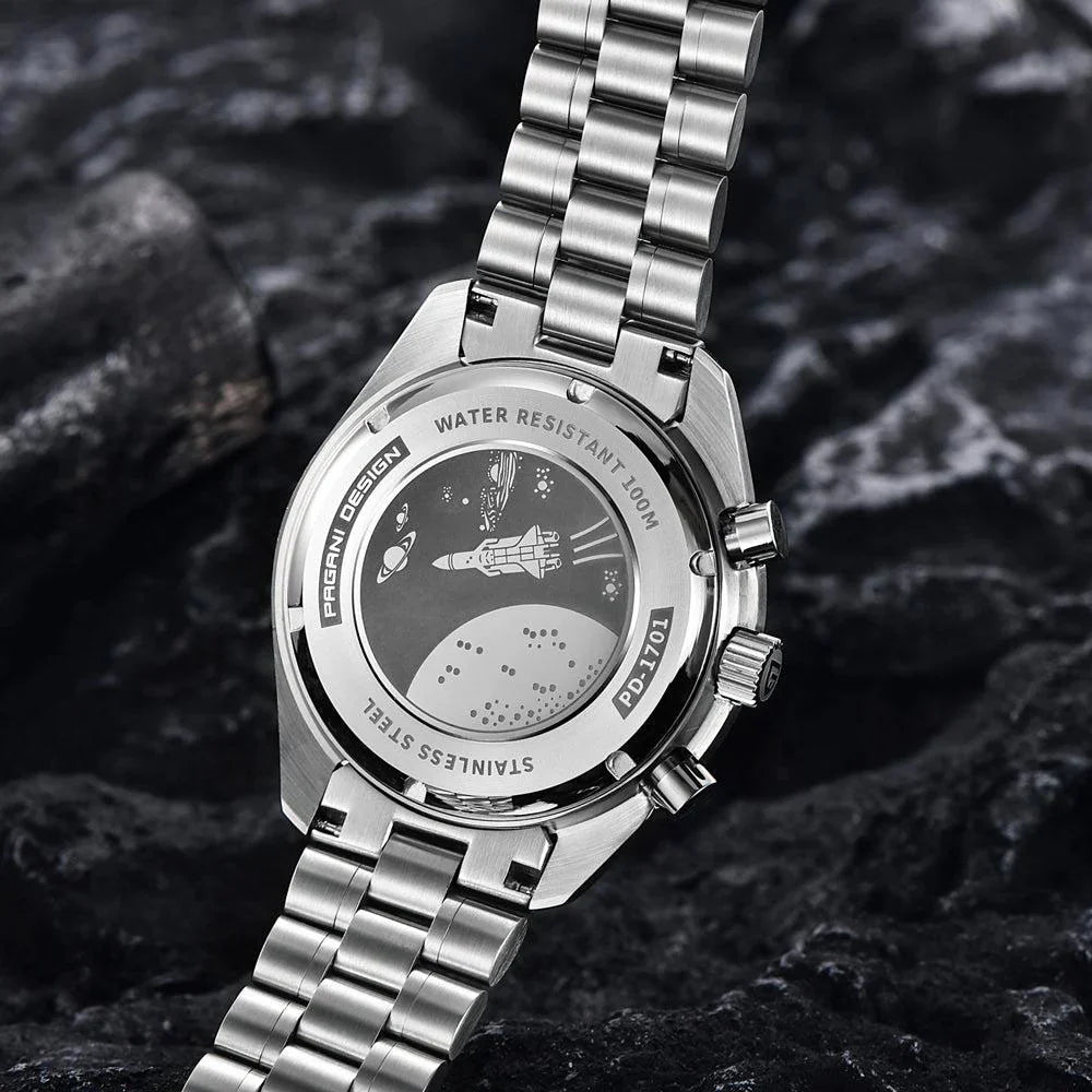 Pagani Design PD-1701 Silver / Black Dial chronograph watch