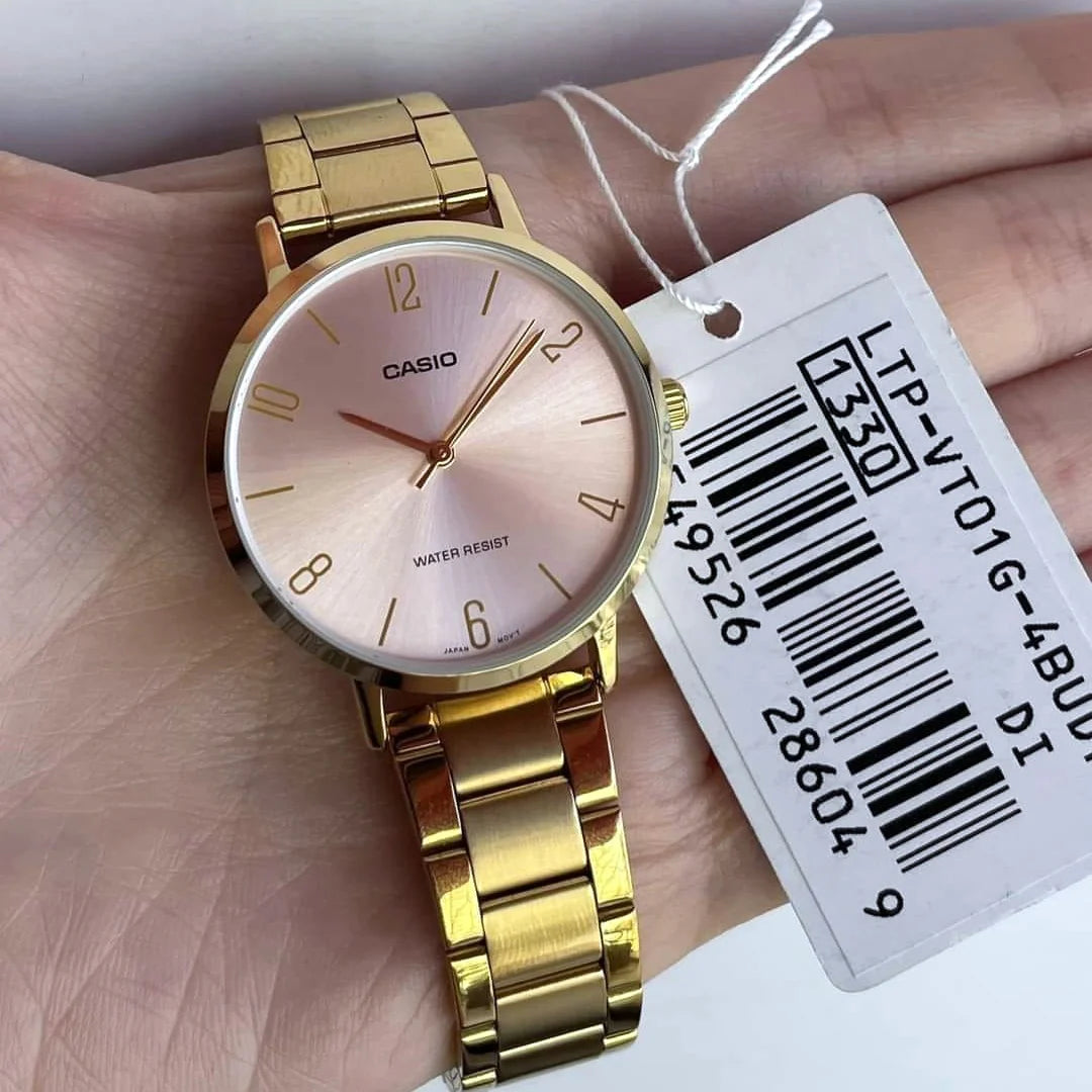 Casio LTP-VT01G-4BUDF Standard Golden Ladies Chain Watch