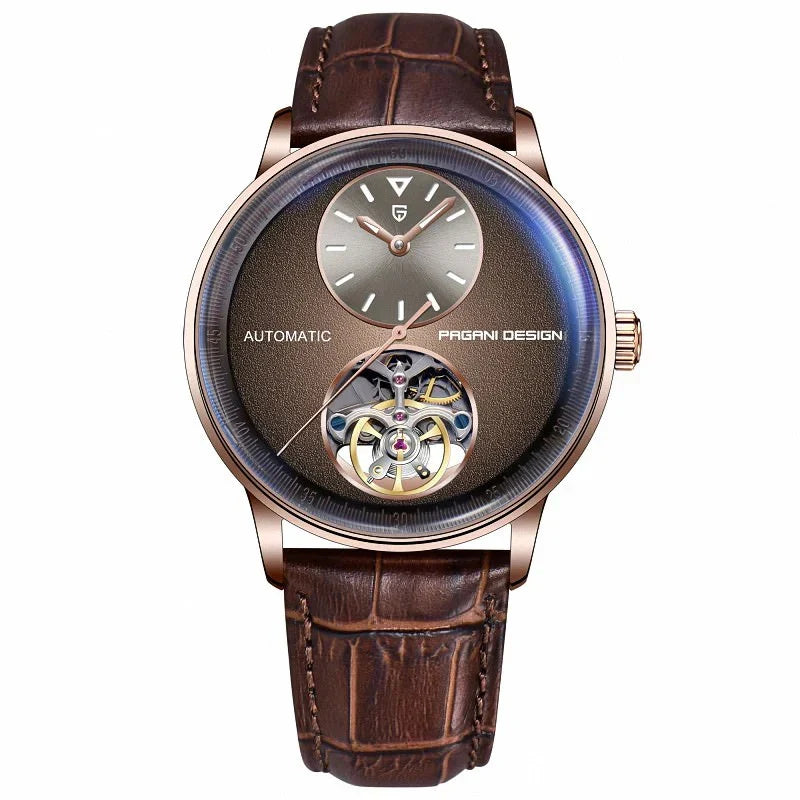 Pagani Design PD-1796 rose gold brown dial open heart automatic watch